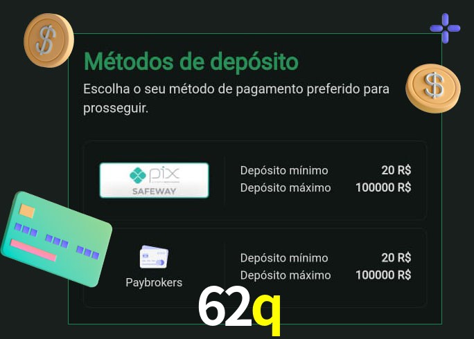 O cassino 62q oferece uma grande variedade de métodos de pagamento